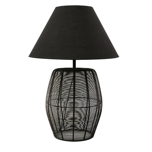 Marseille Black Woven Lamp with Shade