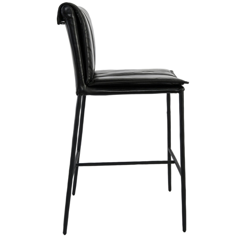 Maxson Barstool - Black Leather - Metal Legs