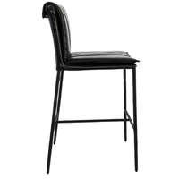 Maxson Barstool - Black Leather - Metal Legs