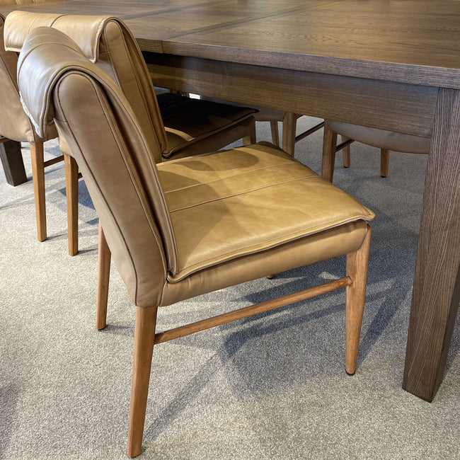 Maxson Tan Leather Dining Chair - Wooden Legs
