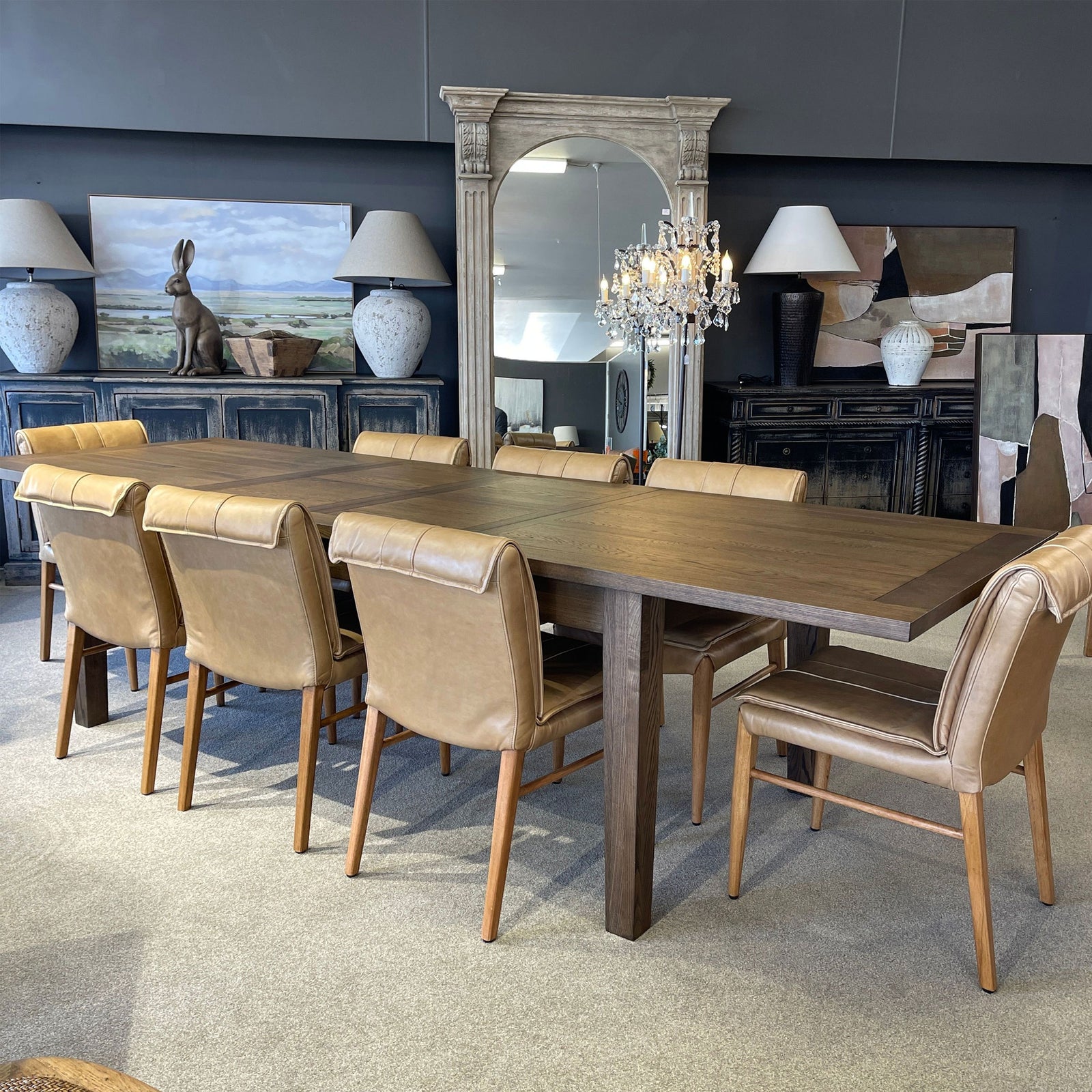 Maxson Tan Leather Dining Chair - Wooden Legs