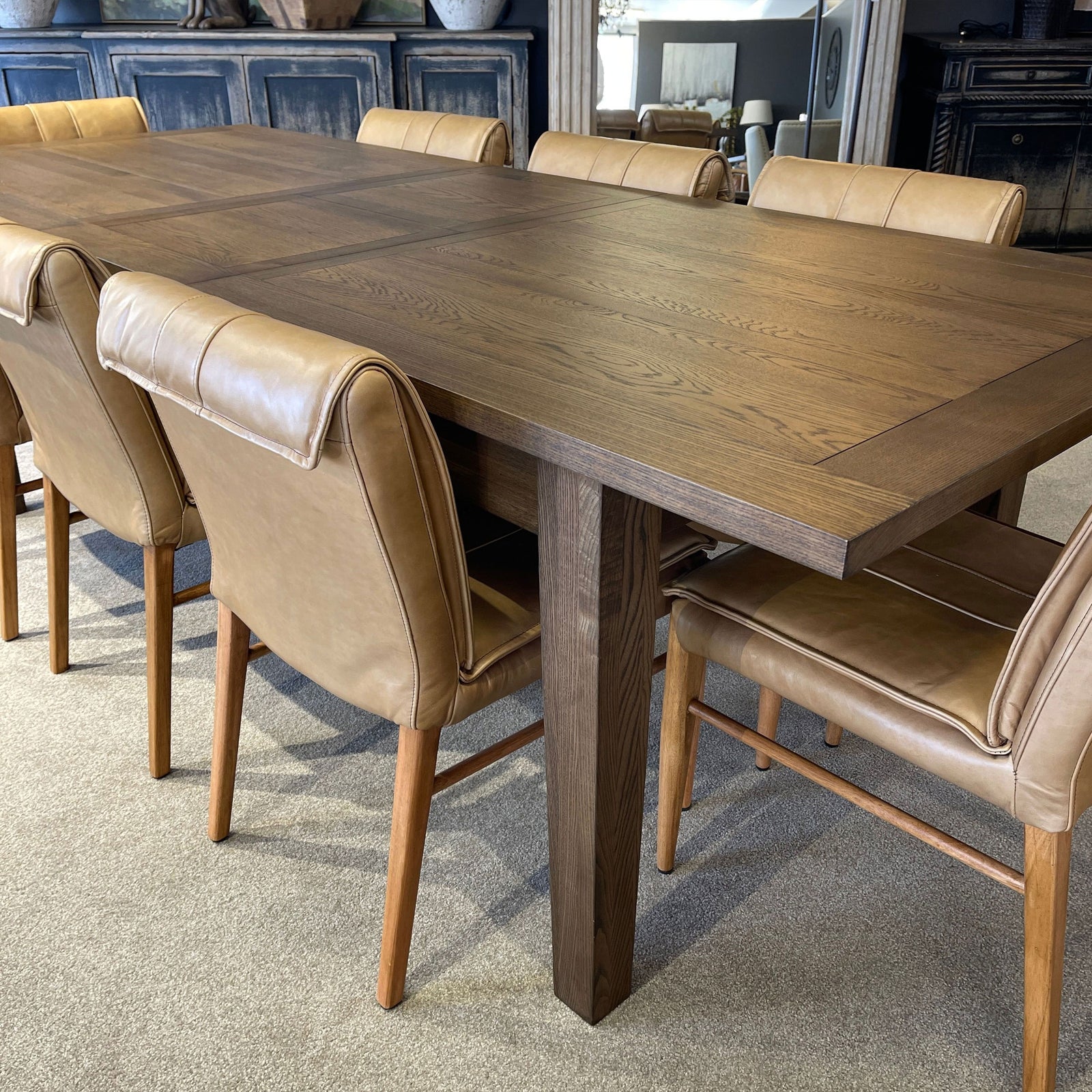 Maxson Tan Leather Dining Chair - Wooden Legs