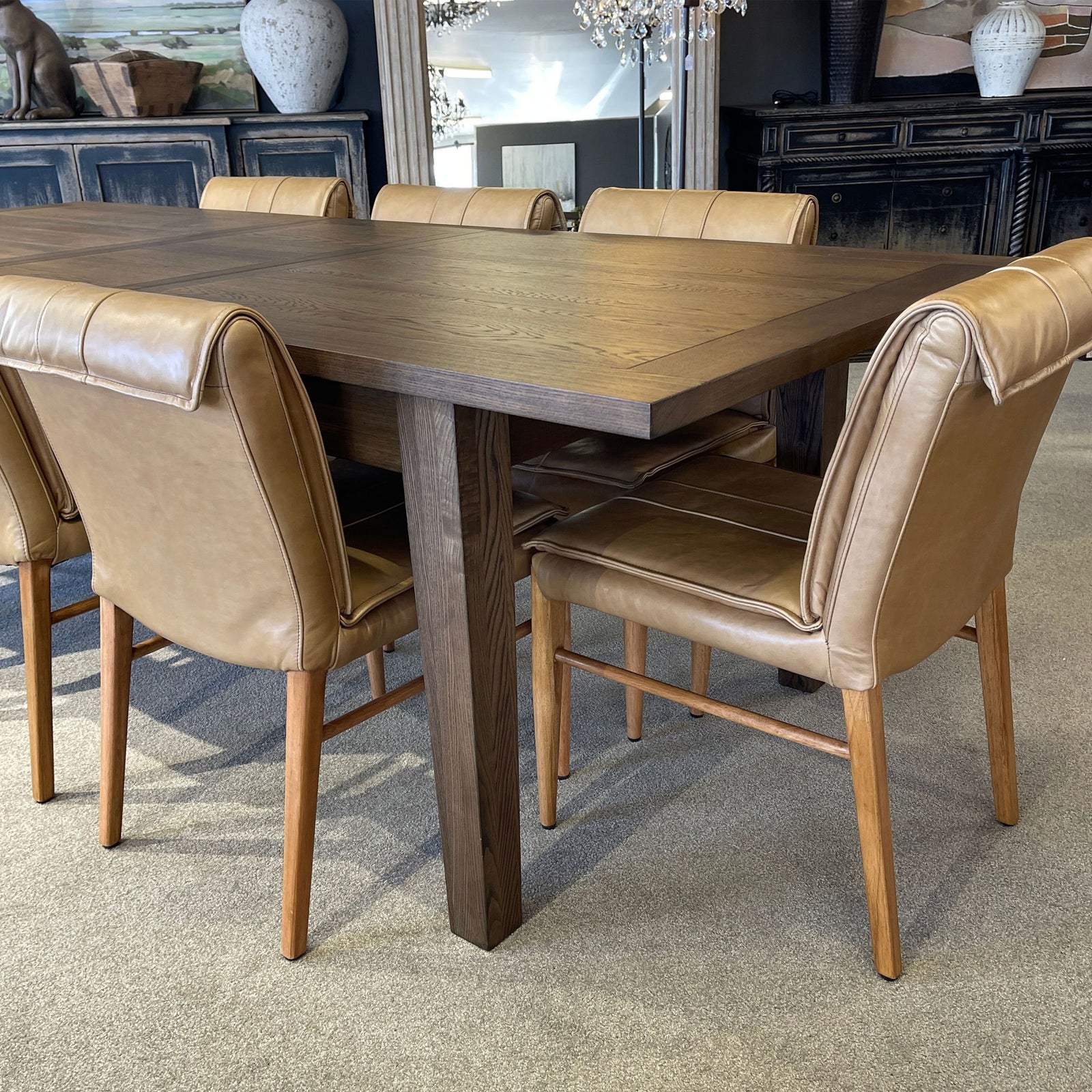 Maxson Tan Leather Dining Chair - Wooden Legs