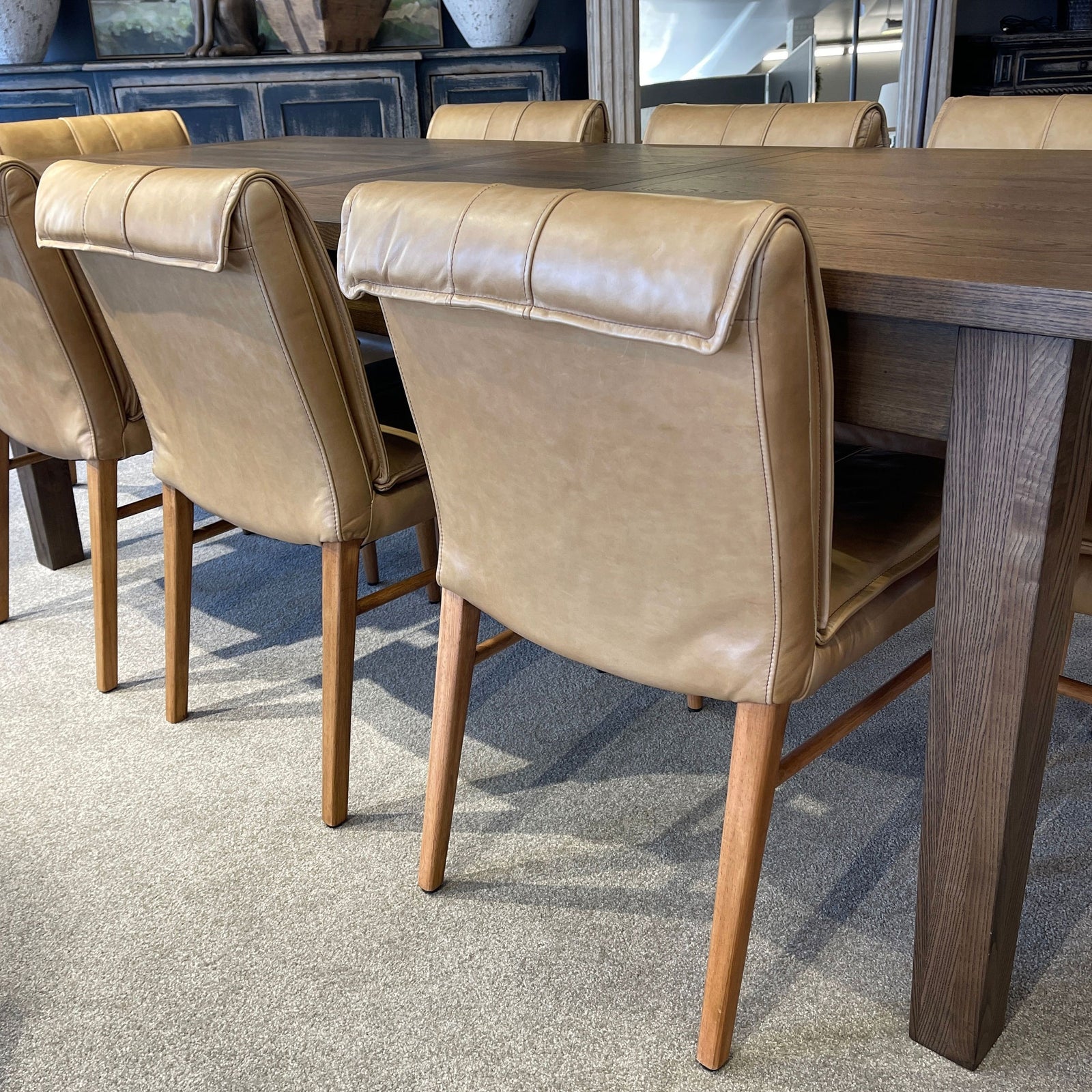 Maxson Tan Leather Dining Chair - Wooden Legs