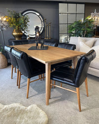 Maxson Black Leather Dining Chair - Wooden Legs