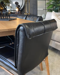 Maxson Black Leather Dining Chair - Wooden Legs