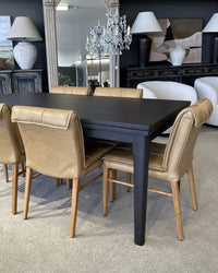 Maxson Tan Leather Dining Chair - Wooden Legs