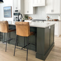 Maxson Barstool - Tan Leather - Metal Legs