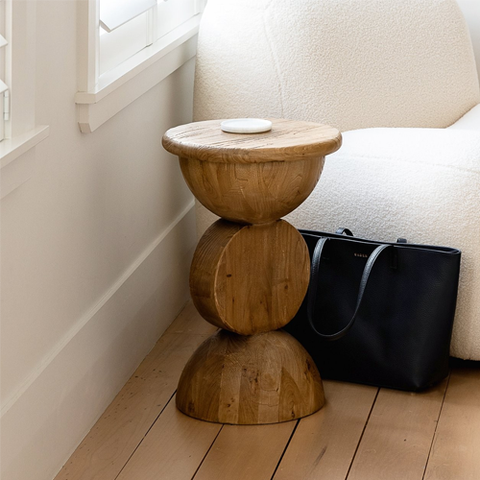 Wooden Sofa Arm Side Table - Black
