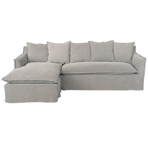 Menorca Linen Slipcover Sofa + Reversible Chaise - Grey