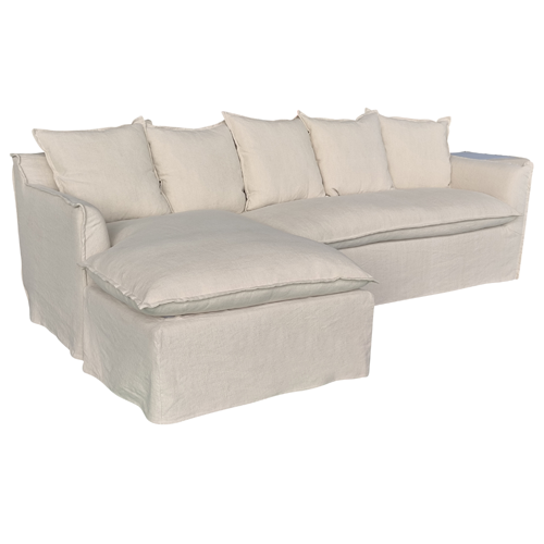 Menorca Linen Slipcover Sofa + Reversible Chaise - Natural