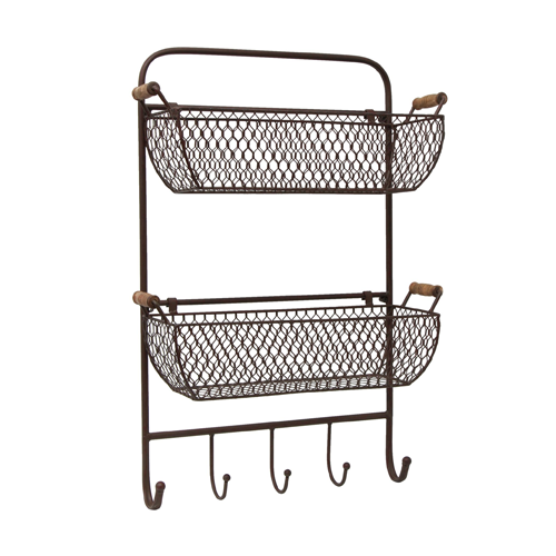 Mesh Wall Shelf with Hooks