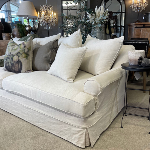 Miami 3.5 Seater Slipcover Sofa - Natural Linen