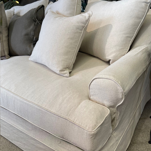 Miami 3.5 Seater Slipcover Sofa - Natural Linen