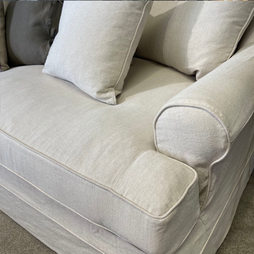 Miami 3.5 Seater Slipcover Sofa - Natural Linen