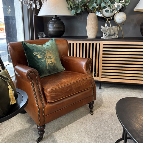 IMG Space 5300 Chair & Footstool - Trend Leather + Walnut