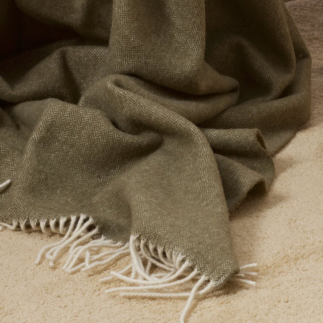 Baya Mosman Merino Wool Throw - Olive