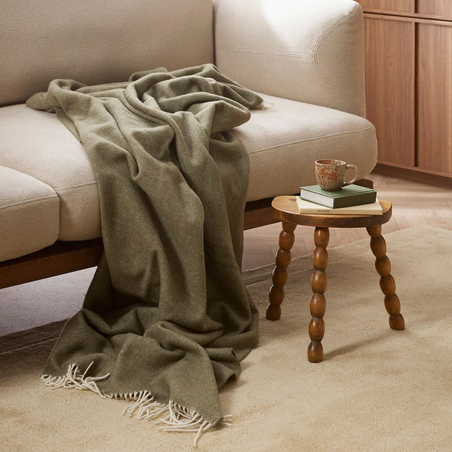 Baya Mosman Merino Wool Throw - Olive