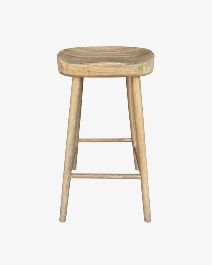 Wooden bar stool on a white background