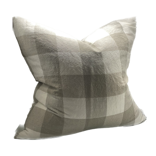 Oletta Check Cushion with Feather Inner - Natural