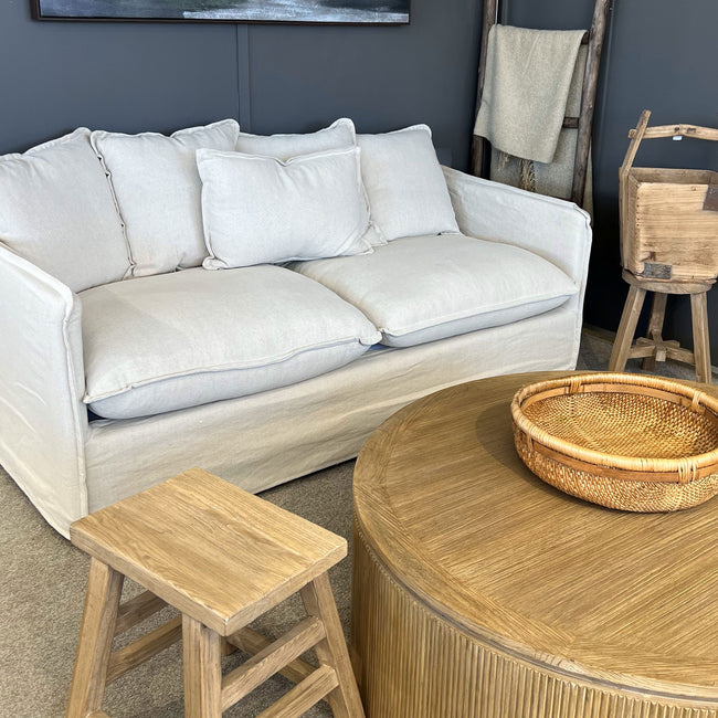 Noosa 2.5 Seater Linen Slipcover Sofa - Natural