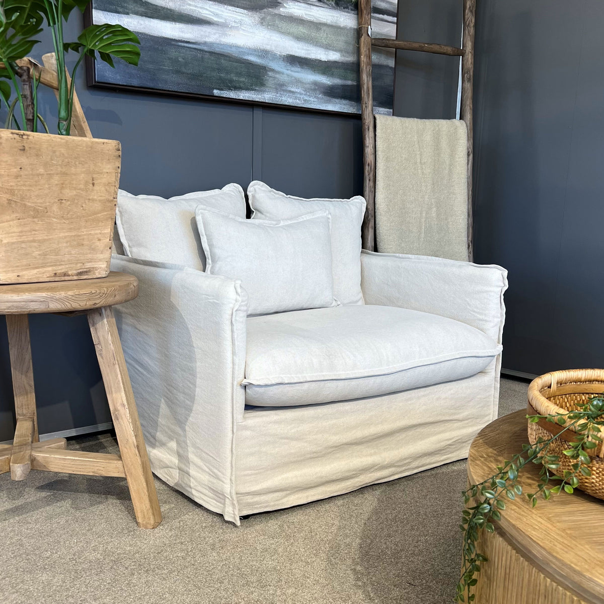 Noosa Linen Slip Cover Armchair - Natural