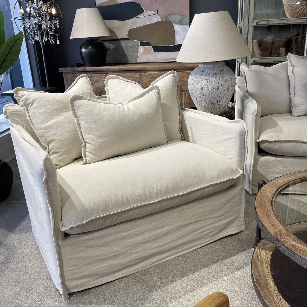 Noosa Linen Slip Cover Armchair - Natural