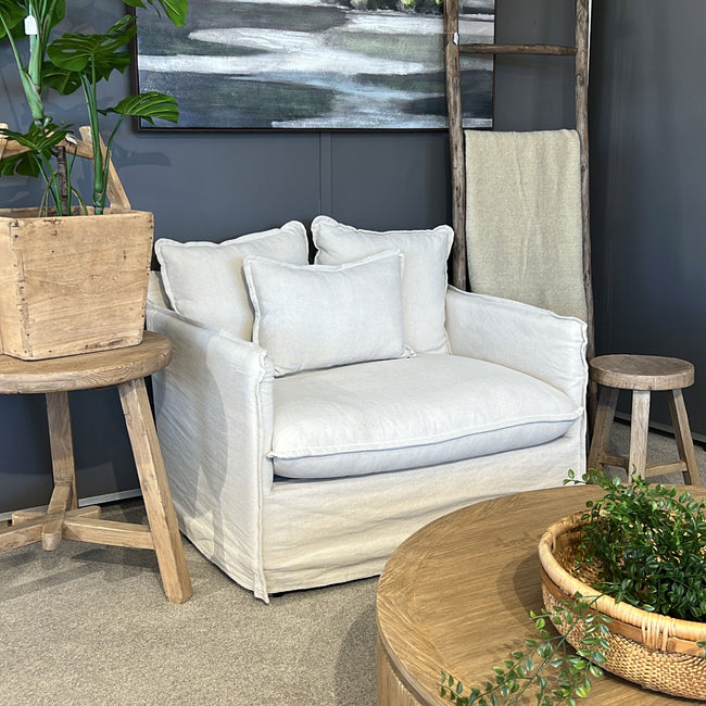 Noosa Linen Slip Cover Armchair - Natural