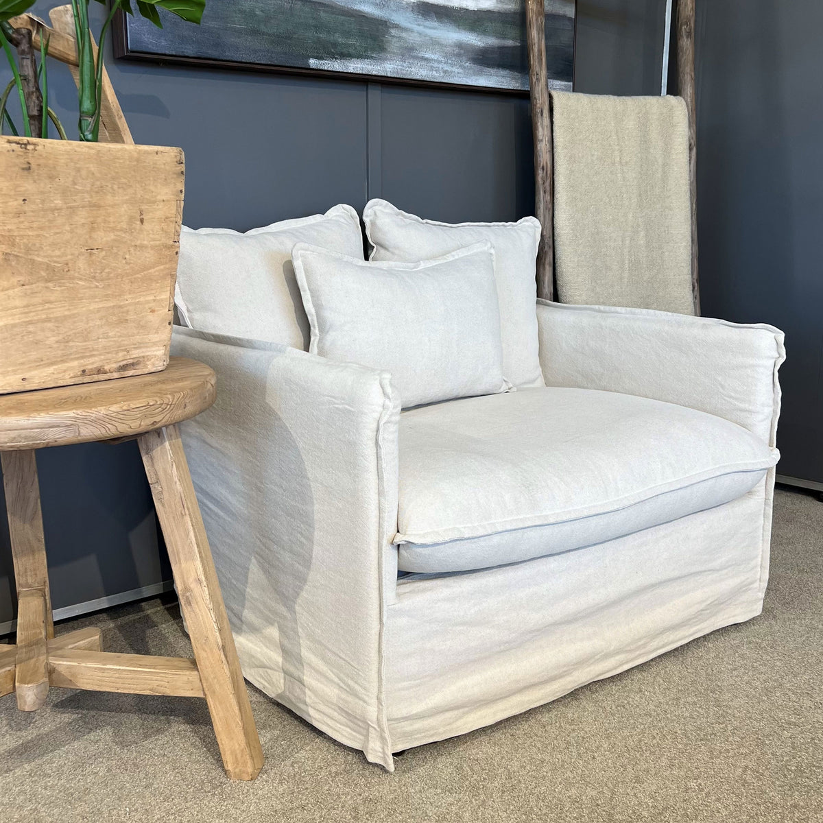 Noosa Linen Slip Cover Armchair - Natural