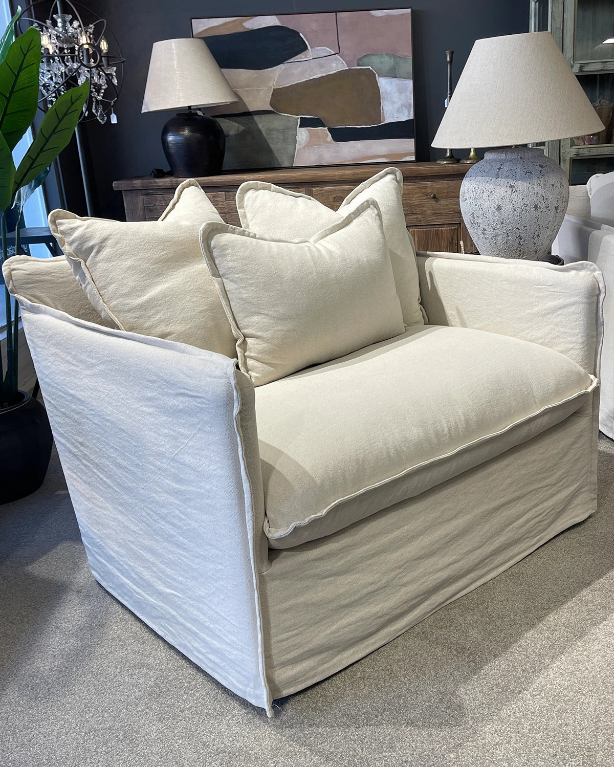 Noosa Linen Slip Cover Armchair - Natural