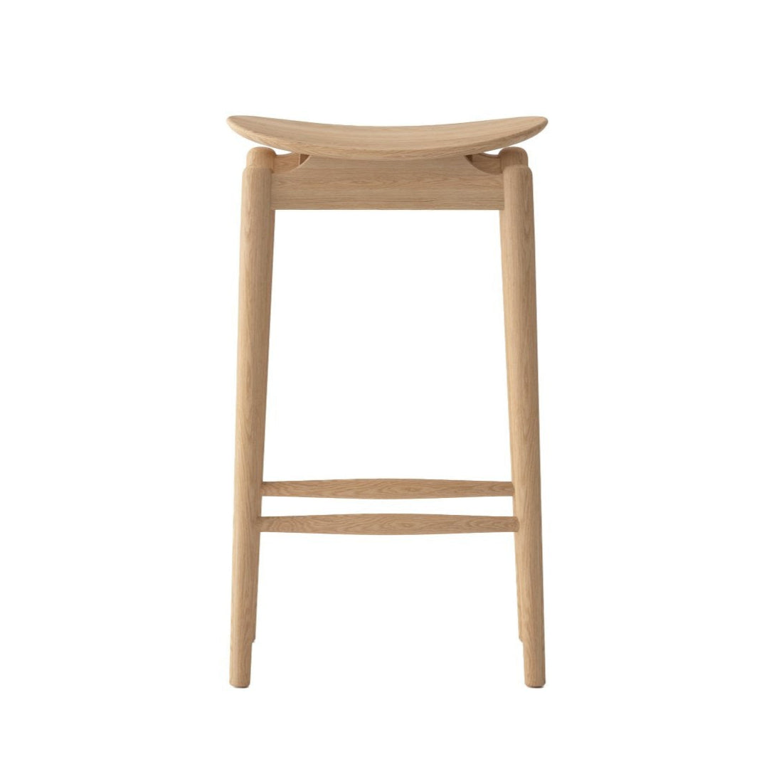Wooden bar stool on a white background