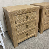 Oklahoma Bedside Table - 3 Drawer - Natural