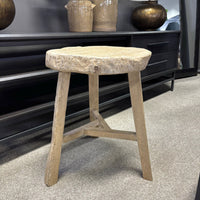 Original Vintage Rustic Wooden Stool - Round - Stool A