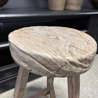 Original Vintage Rustic Wooden Stool - Round - Stool C