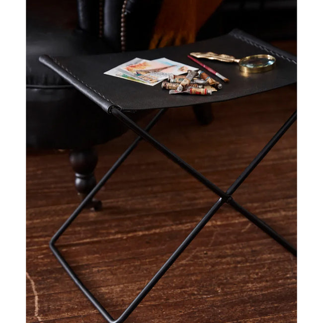 Palma Leather Stool Black