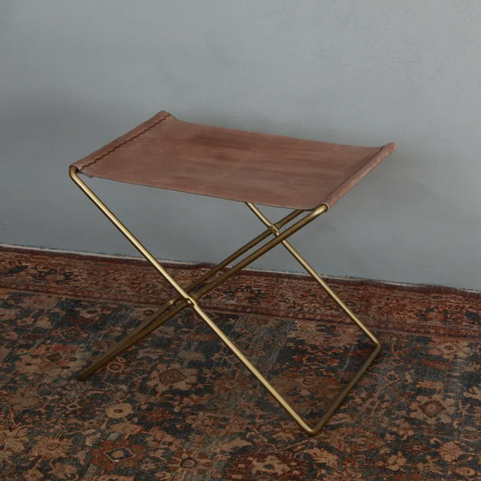 Palma Leather Stool Brown