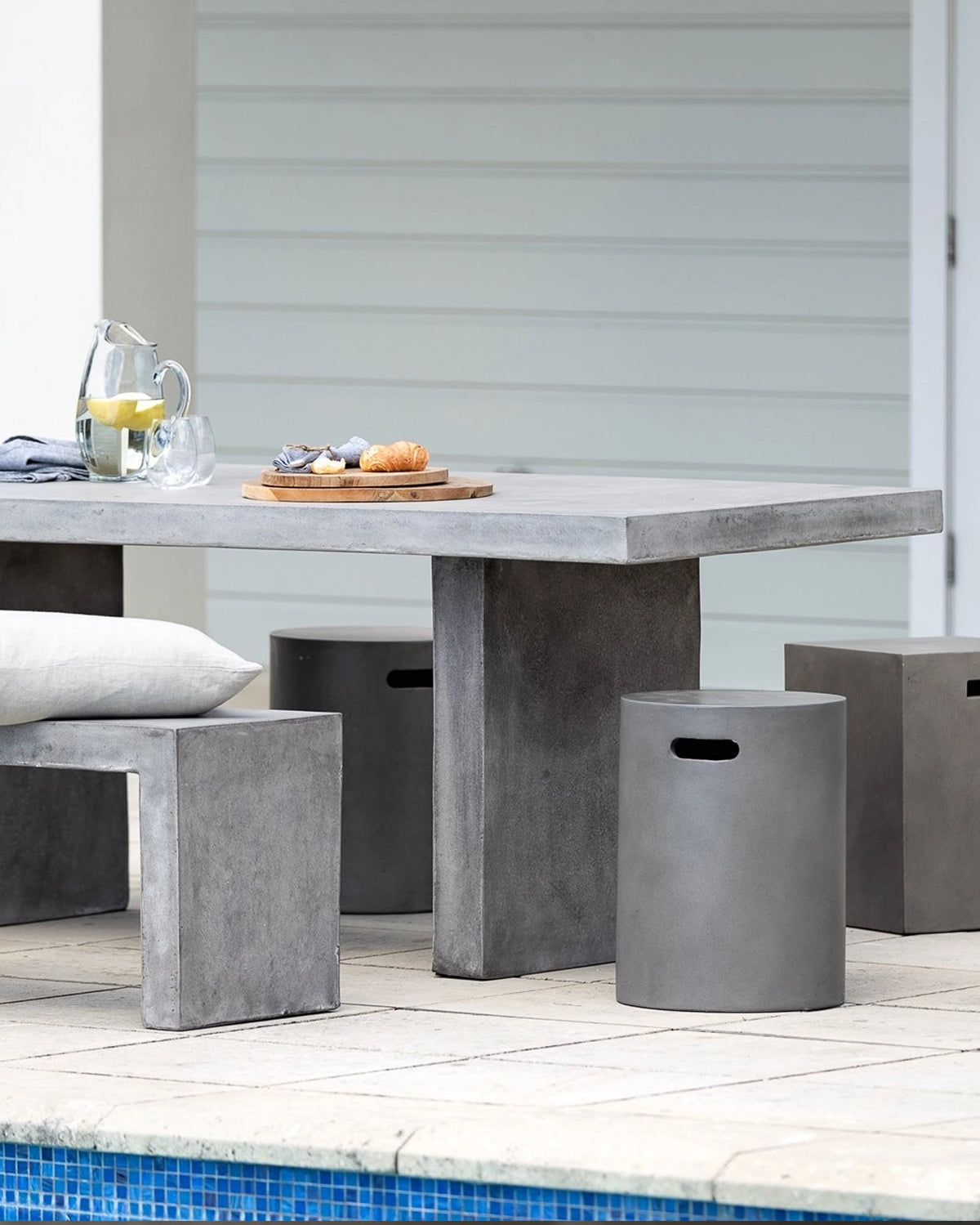 Palma Concrete Outdoor Dining Table Grey - 200CM