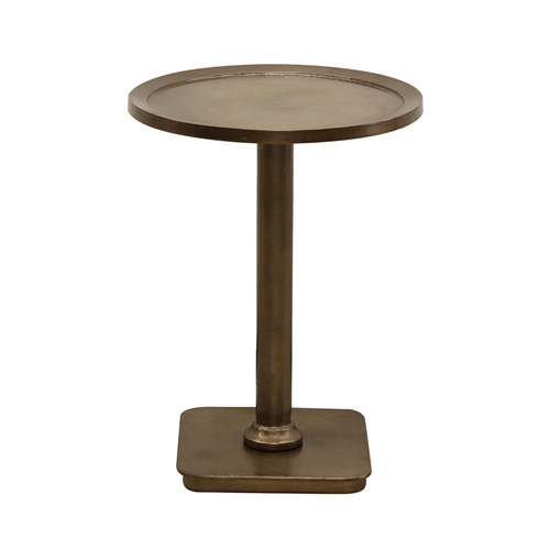 Occasional Pedestal Side Table - Antique Brass