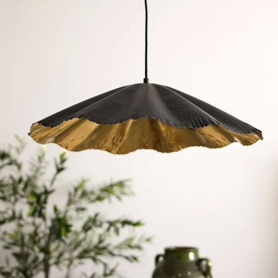 Crimped Pendant - Black and Gold - Small
