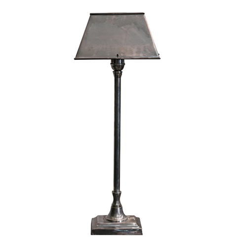 Pewter Rectangular Base Table Lamp with Shade