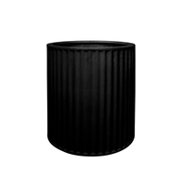 Piako Ribbed Black Outdoor Planter - Small
