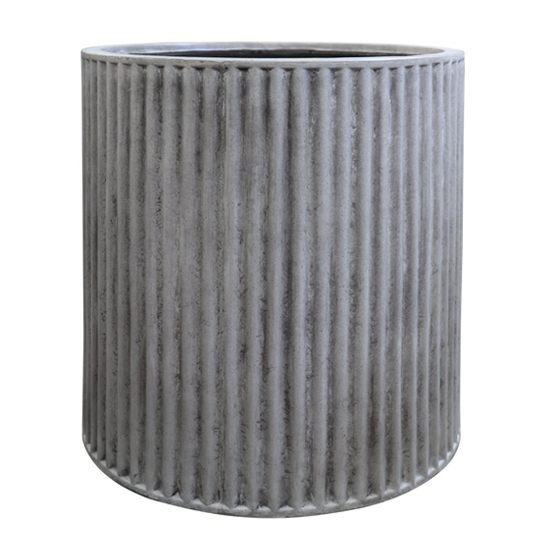 Piako Ribbed Cement Outdoor Planter Pot - Large – Greenslades Furniture