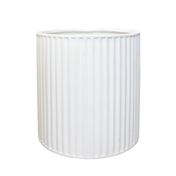 Piako Ribbed White Outdoor Planter - Medium