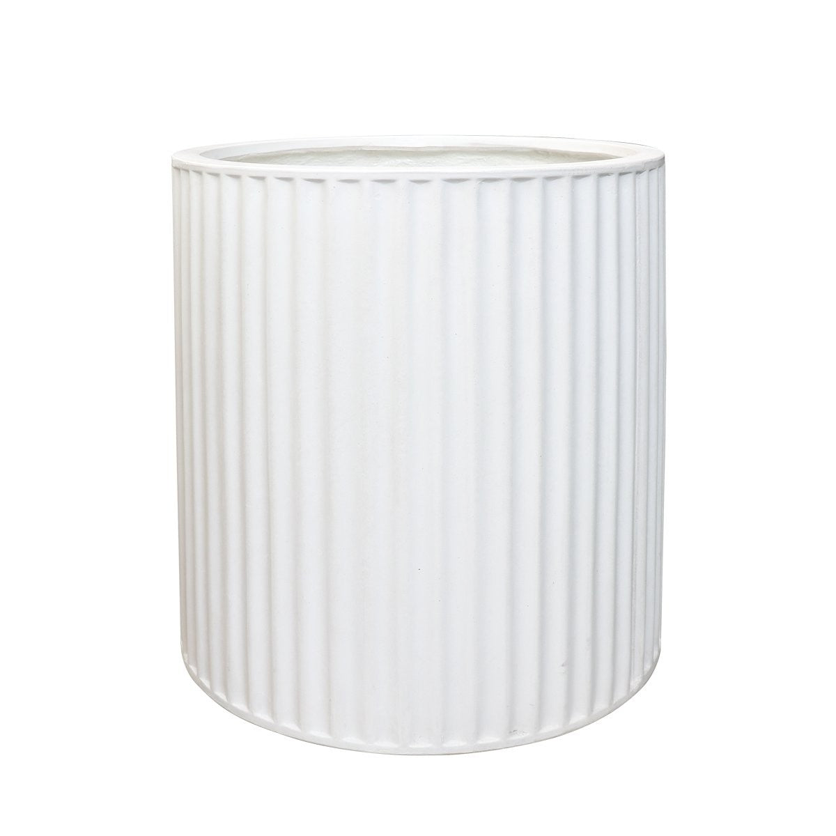 Piako Ribbed White Outdoor Planter - Medium