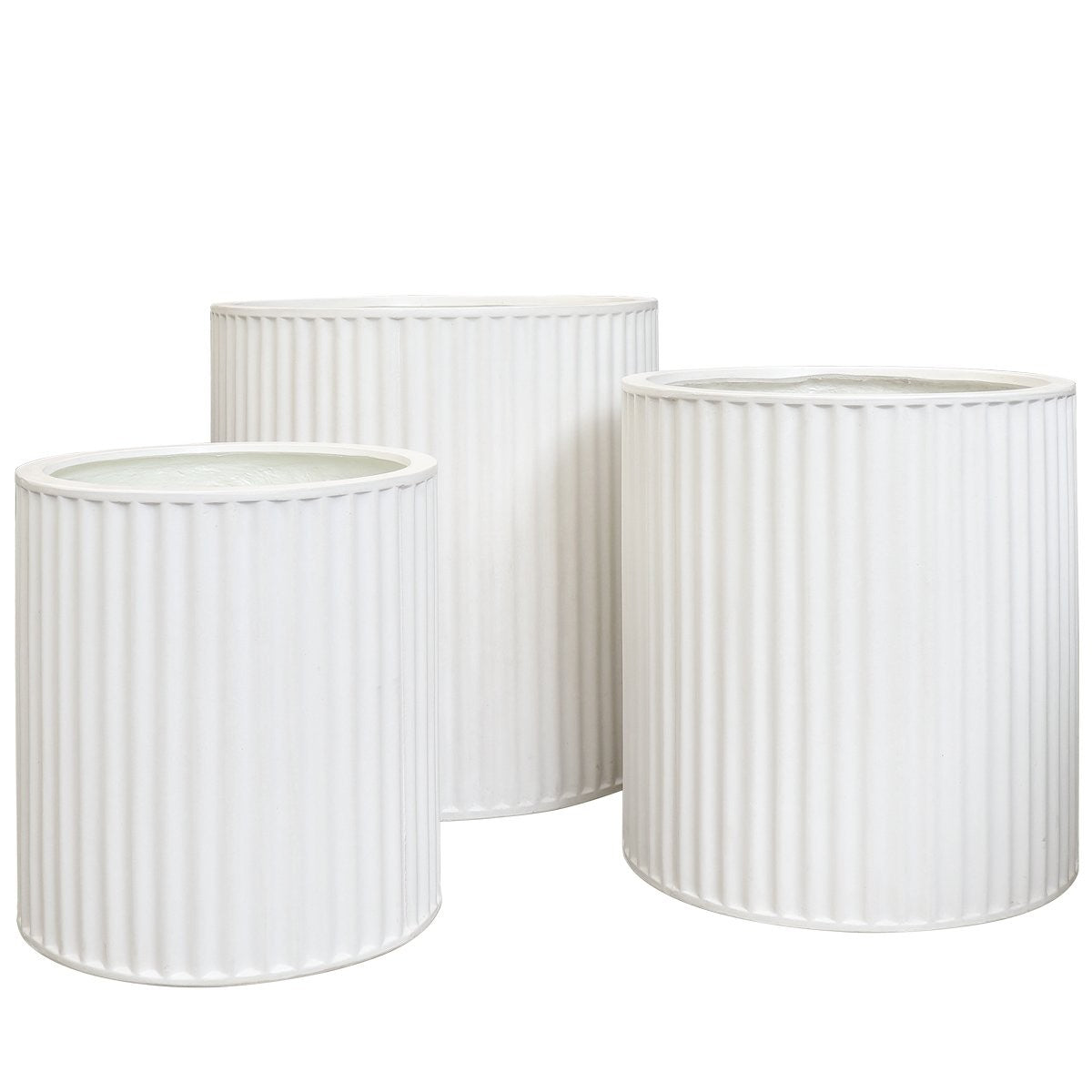 Piako Ribbed White Outdoor Planter - Large