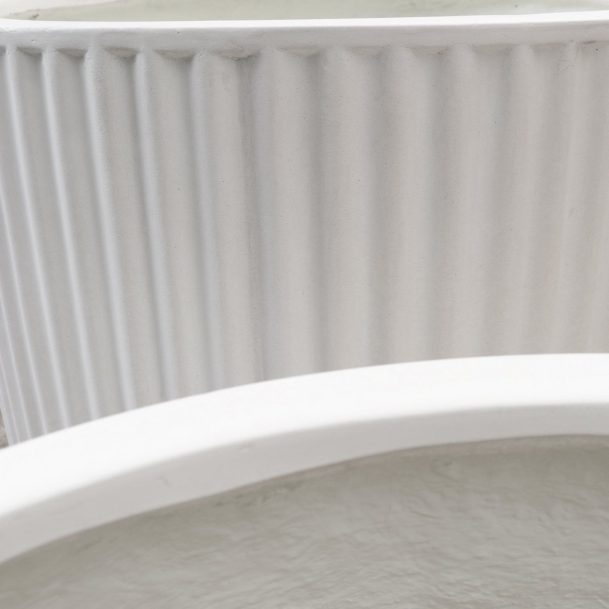 Piako Ribbed White Outdoor Planter - Medium