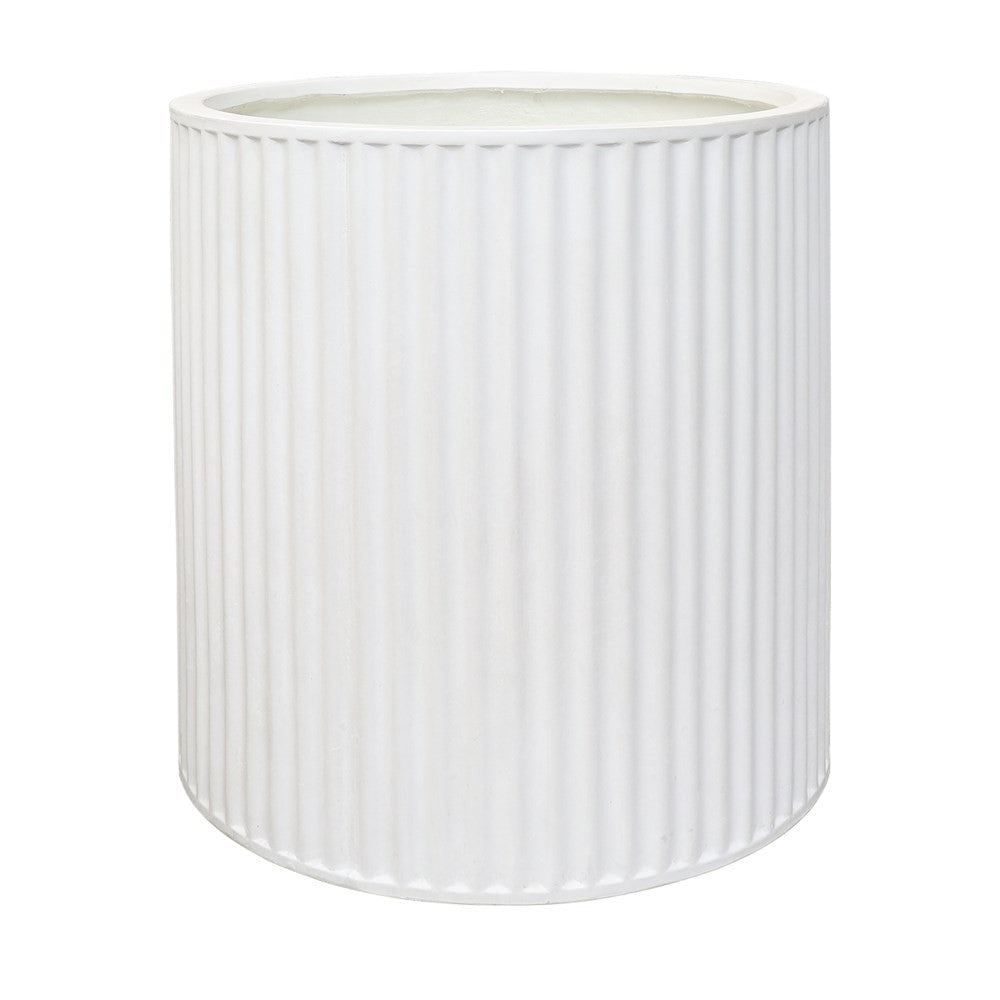 Round Ribbed Pot White Piako Ribbed White Outdoor Planter - Large – Greenslades Furniture