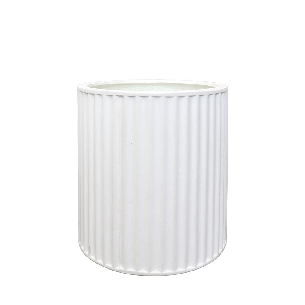 Piako Ribbed White Outdoor Planter - Small