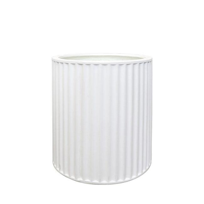 Piako Ribbed White Outdoor Planter - Small