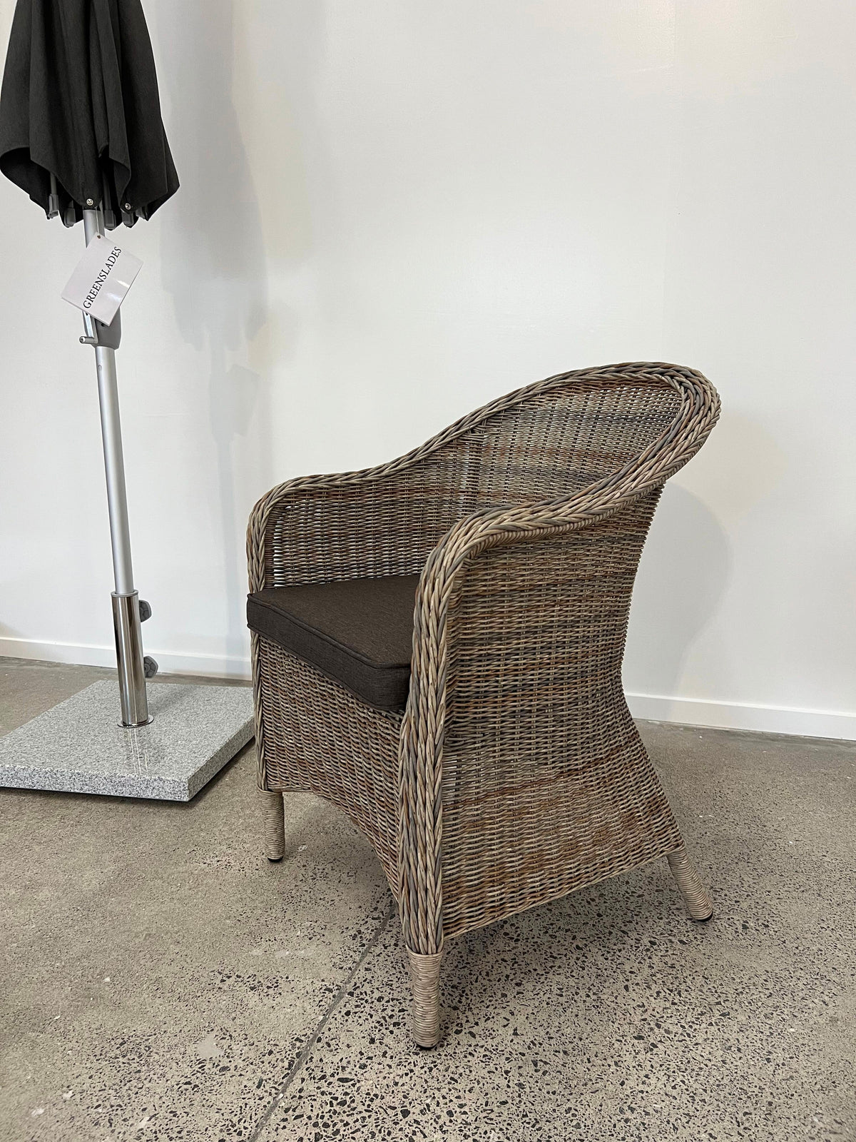 Piha Outdoor Chair - Natural Wicker/Charcoal Cushion